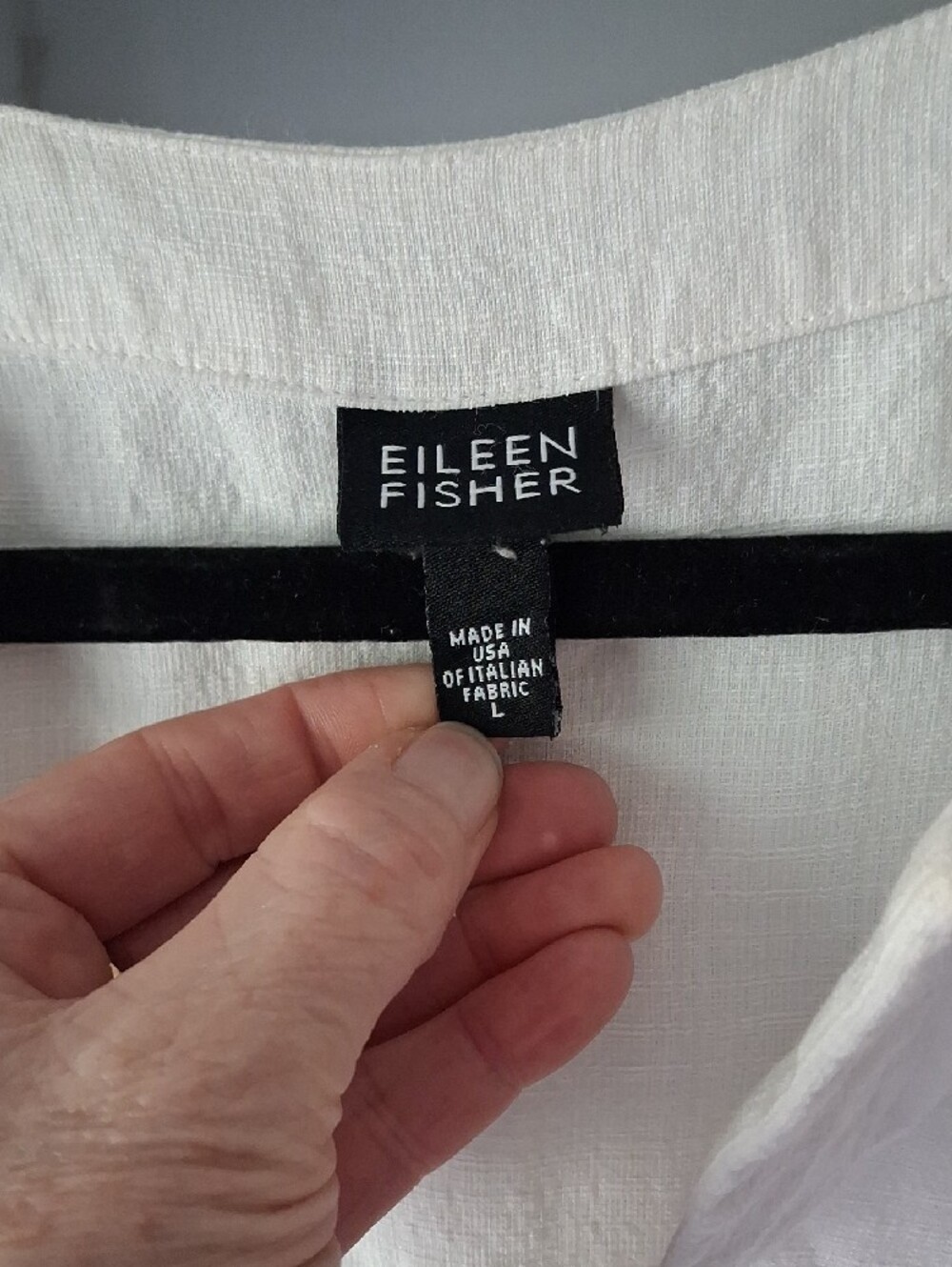 Eileen Fisher Ivory Linen V-Neck Tunic Top - Picture 2 of 8